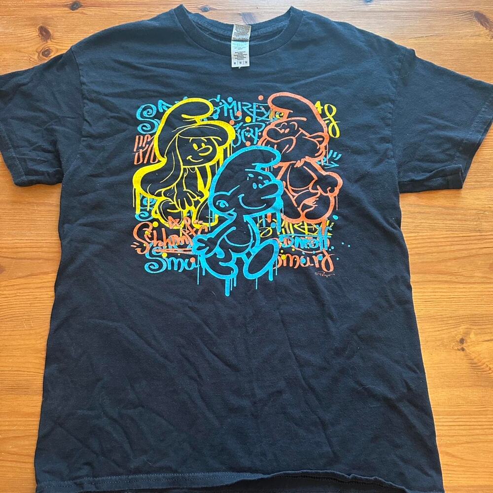 Medium Smurf Smurfette Gildan T Shirt black